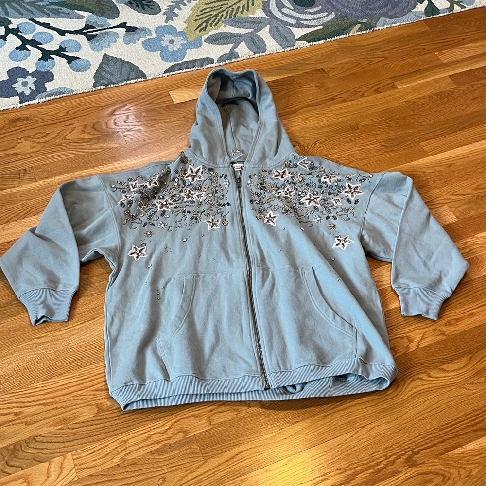 Free People Glitter Oversized Hoodie Size Medium NWT - Picture 9 of 17